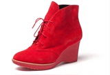 专柜正品 AEE 爱意 时尚纯色羊皮舒适女靴 欧美系带短靴250510081