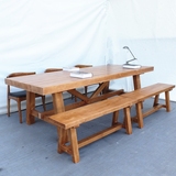 实木铁艺办公桌 实木会议桌 榆木小户型美式复古写字台 实木餐桌