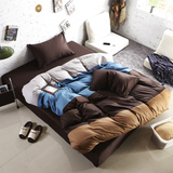 韩式床上纯棉四件套1.5m床全棉床单被套1.8米2.0双人纯色斜纹床套