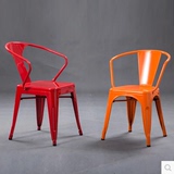 铁艺餐椅工业椅金属椅铁椅子靠背椅铁皮椅简约餐厅做旧扶手咖啡椅