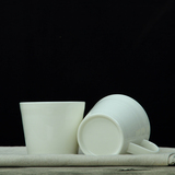 外贸纯白陶瓷杯子 卡布奇诺杯 拿铁马克杯 餐厅咖啡杯定印制Logo