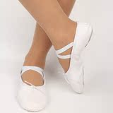 鞋儿童舞蹈鞋练功鞋白色帆布鞋子软底男女足尖鞋幼儿园学生芭蕾舞