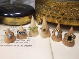 美国70s复古着vintage首饰镀金宝石宫廷维多利亚Avon古董戒指G10