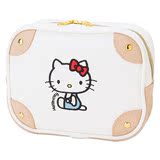 日本制 hello kitty 白色帆布皮革化妆包