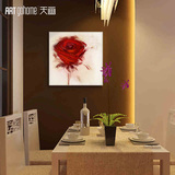 T花卉简约有框客厅餐厅卧室玄关装饰画炫闪写意红玫瑰天画现代