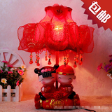 甜甜蜜蜜树脂娃娃可爱装饰室内红色婚庆台灯 创意结婚用品摆件品