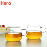 Hero 耐热玻璃咖啡杯 贝蒂拿铁杯 简约透明花茶杯 时尚红茶杯