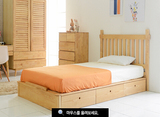 北欧风格 简约现代宜家日式韩式 实木原木色单人床高箱床储物床
