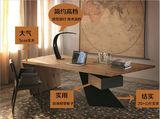LOFT美式乡村铁艺电脑桌全实木会议桌办公桌餐桌书桌写字台