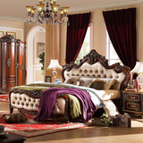 欧式床实木床 新古典1.8米气压低箱高箱床复古奢华雕花婚床双人床