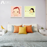 简约客厅卧室儿童房抽象可爱萌系油画创意装饰画现代艺术贪睡公主