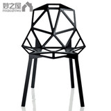 时尚创意铁艺餐椅休闲椅现代镂空造型椅餐厅靠背椅设计师几何餐椅