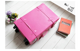 韩国潮复古旅行箱女结婚用手提箱子 玫红色登机行李箱迷你拉杆箱