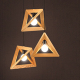 简约个性餐厅木质吊灯时尚艺术卧室装饰灯具创意几何吧台灯楼梯灯