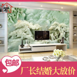 中式客厅电视瓷砖背景墙3D雕刻壁画玉雕艺术影视背景墙砖古典山水