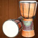 非洲鼓4寸6寸8寸丽江手鼓整木掏空印尼进口实木彩绘山羊皮儿童鼓