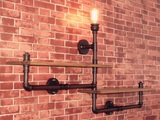 Loft宜家简约阳台吧台楼梯走廊餐厅铁艺复古工业水管置物架壁灯