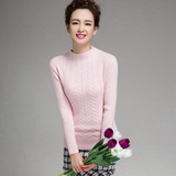 冬天女式厚毛衣套头半高领羊绒衫修身收腰显瘦粉色韩国maoy羊毛衫
