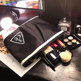 韩国3ce黑色女士小化妆包防水 布化妆品收纳包手包大容量简约包邮