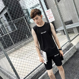 青少年夏季韩版修身型背心套装男士运动薄款无袖坎肩T恤潮流短裤