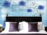卧室无缝大型壁画3d立体客厅电视背景墙画墙纸壁纸温馨浪漫蓝玫瑰