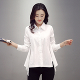 2016年春季 衬衫新款 女士韩版修身百搭显瘦 纯色棉质长袖衬衫