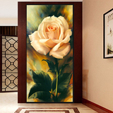 5D满钻钻石画竖版玄关客厅走廊过道十字绣大幅风景欧式油画玫瑰花