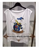 MO＆CO摩安珂 正品代购 2016新款女夏季唐老鸭背心T恤MA162TST24