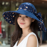大沿沙滩帽子女夏天韩版潮女士夏季遮阳帽防紫外线折叠太阳帽防晒