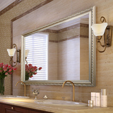 简约欧式实木大浴室镜子壁挂镜卫浴镜卫生间镜子梳妆镜定制