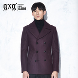 gxg 1978男装 2015冬季新品男士紫色复古气质短款棉大衣#54606091