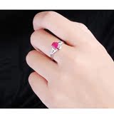 天然红宝石戒指女士S925银戒指食指时尚韩版潮人装饰品定做可刻字