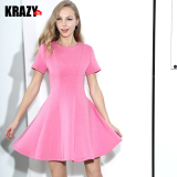 Krazy 2015春 干净明朗的立体线条剪裁收腰显瘦太空棉连衣裙7103