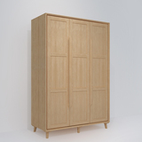 优木家具 纯实木三门大衣柜进口白橡木1.5米衣橱简约时尚日式家具