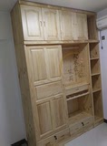 松木全实木两移门推拉门木质成人衣柜带顶柜定做订制吊柜