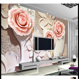 无缝大型壁画客厅沙发电视背景墙墙纸3D立体浮雕影视墙玫瑰花壁纸
