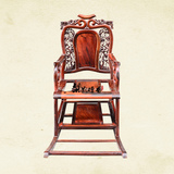 老挝大红酸枝躺椅逍遥椅红木休闲椅老人椅 交趾黄檀摇椅实木躺椅