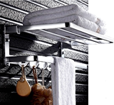 浴室卫生间放衣服置架304太空铝免打孔吸盘活动折叠毛巾架浴巾架