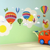 可移除墙贴纸 五彩热气球 温馨宝宝卧室儿童房幼儿园自沾墙纸贴画