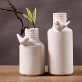 小鸟花瓶摆件客厅陶瓷白色现代简约时尚家居装饰品摆设软装饰品