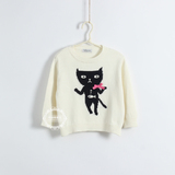 欧美2016秋冬季新款韩版女童装儿童全棉小猫咪套头针织衫毛衣线衣