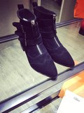 明星同款米兰达可儿女鞋2014新款时尚金属短靴子真皮粗跟机车靴