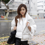 韩国代购Liphop女装2015冬款韩版纯色净版宽松短款保暖百搭棉衣