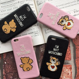 韩国Moschino小熊皮质iphone6S刺绣手机壳泰迪熊苹果6plus保护套