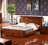 黄金胡桃木床实木床1.8 胡桃木家具卧室家具现代中式高箱储物床
