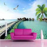 马尔代夫3D风景大型壁画沙滩海景电视背景墙纸客厅卧室书房大海