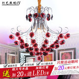 现代简约卧室吊灯 温馨水晶吊灯创意紫红色吊灯 奢华餐厅铁艺灯饰