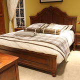 欧式床双人床 实木奢华婚床1.8美式床简约深色床卧室家具