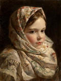精准印花 法国DMC十字绣正品 人物 世界名画 油画 披头巾的小女孩