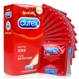 Durex杜蕾斯 天然胶乳橡胶避孕套 12只装 超薄装超滑 成人用品
